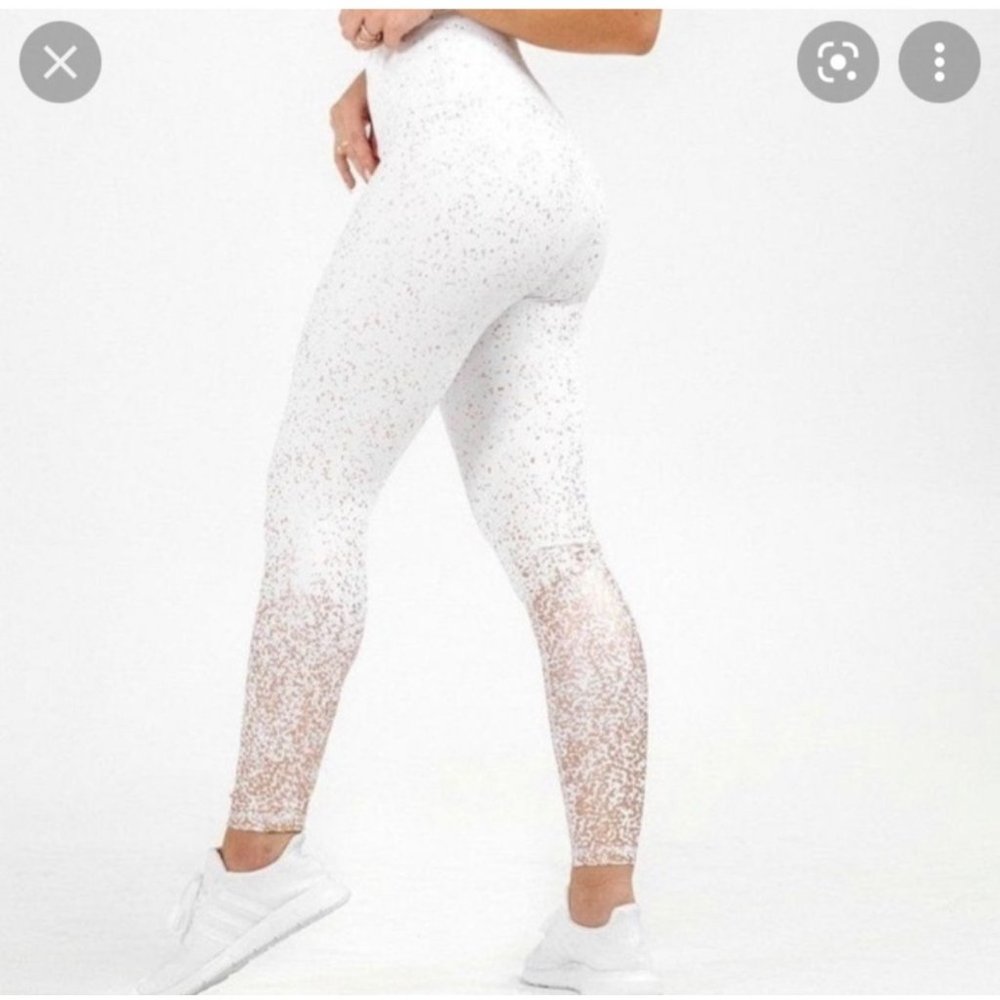 BuffBunny High Rise Leggings White Gold Splatter Size Medium